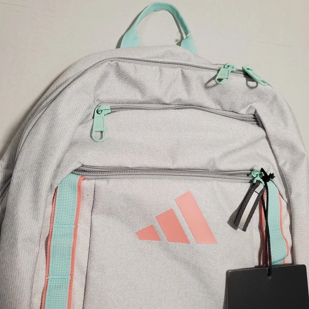 Adidas Excelerator Backpack Twill White Semi Flash Aqua Blue Durable School Bag‎